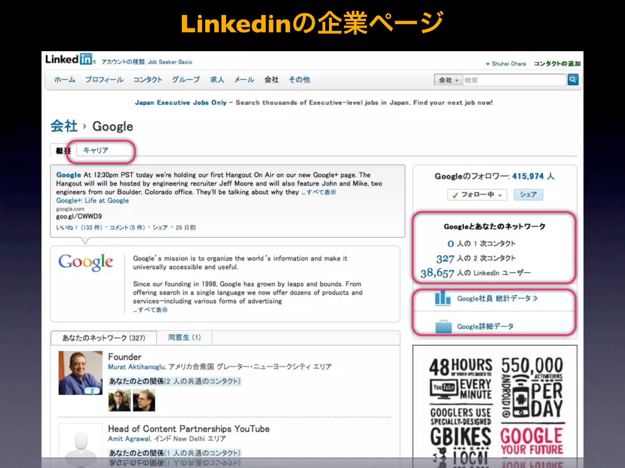 Linkedinの企業ページ
 