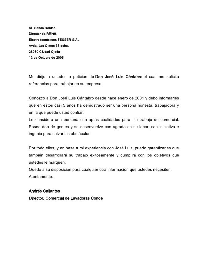 carta de recomendación
