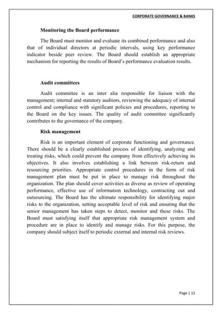 CORPORATE GOVERNANCE and banks | PDF