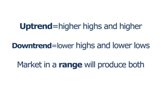 Uptrend=higher highs and higher
Downtrend=lower highs and lower lows
Market in a range will produce both
 