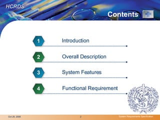 Contents Introduction  1 Overall Description  2 System Features  3 Functional Requirement 4 