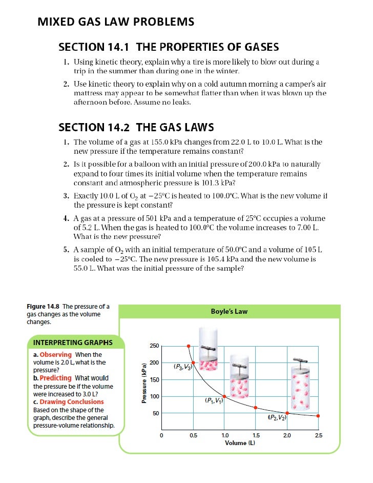 Mixed Gas Law Problems Mixed Gas Law Problems