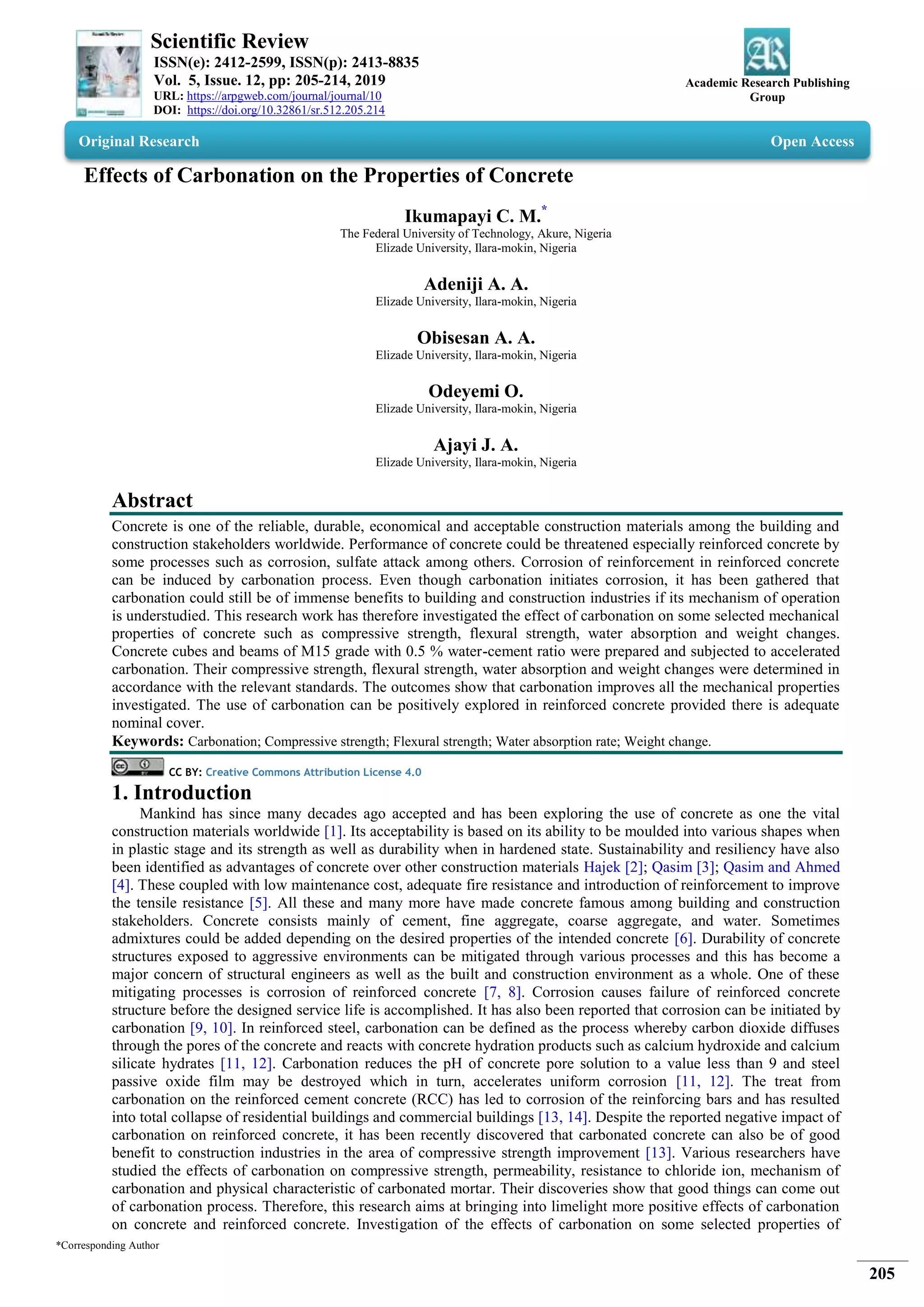 Effects of Carbonation on the Properties of Concrete | PDF