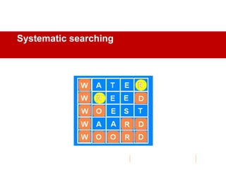 Systematic searching
 
