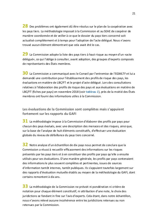 21
28 Des problèmes ont également dû être résolus sur le plan de la coopération avec
les pays tiers. La méthodologie impos...