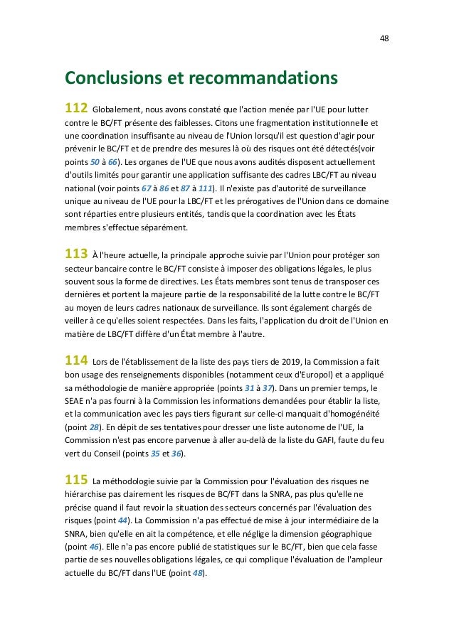 L’UE et la lutte contre le blanchiment de capitaux dans le secteur bancaire: des efforts fragmentés et une mise en œuvre i...