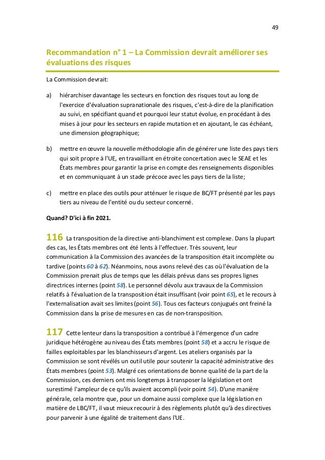 L’UE et la lutte contre le blanchiment de capitaux dans le secteur bancaire: des efforts fragmentés et une mise en œuvre i...