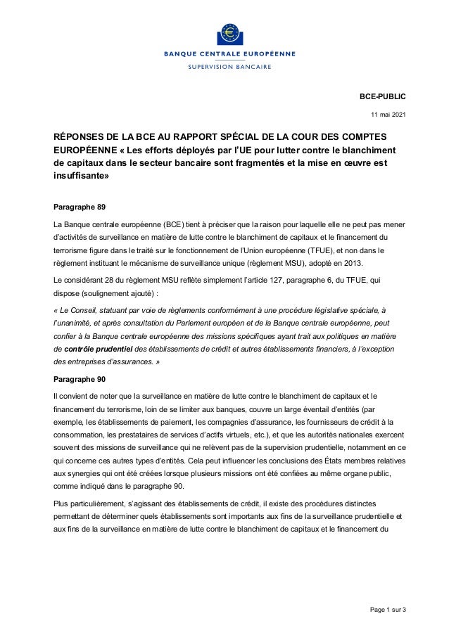 L’UE et la lutte contre le blanchiment de capitaux dans le secteur bancaire: des efforts fragmentés et une mise en œuvre i...