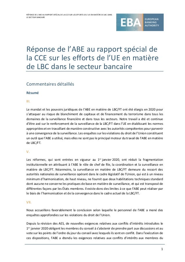 L’UE et la lutte contre le blanchiment de capitaux dans le secteur bancaire: des efforts fragmentés et une mise en œuvre i...