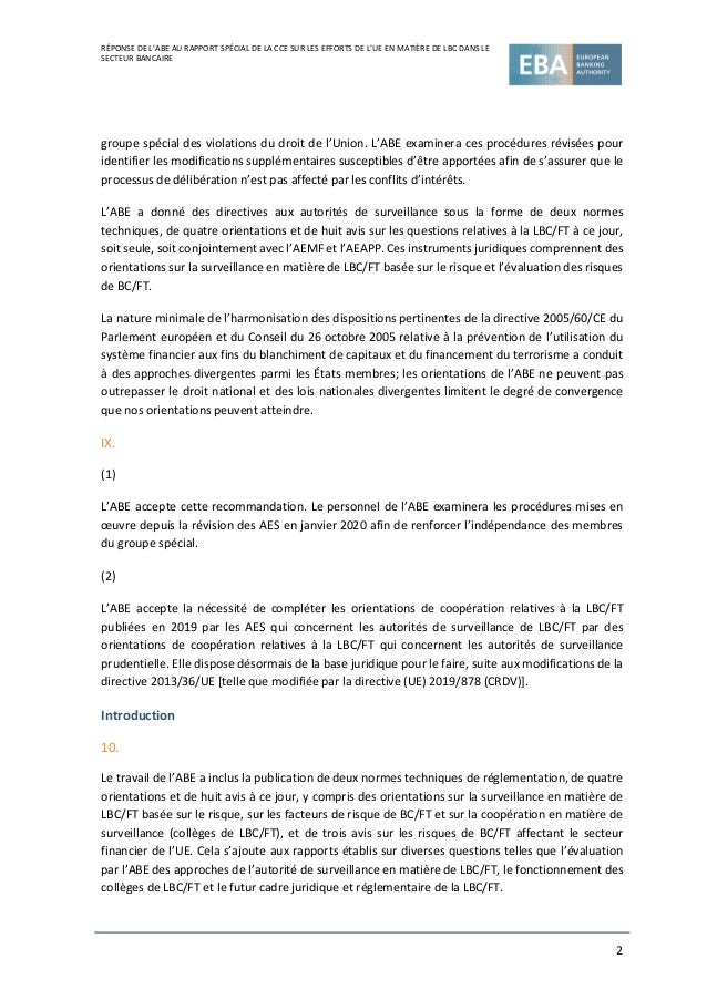 L’UE et la lutte contre le blanchiment de capitaux dans le secteur bancaire: des efforts fragmentés et une mise en œuvre i...