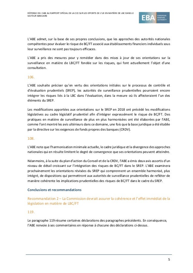 L’UE et la lutte contre le blanchiment de capitaux dans le secteur bancaire: des efforts fragmentés et une mise en œuvre i...