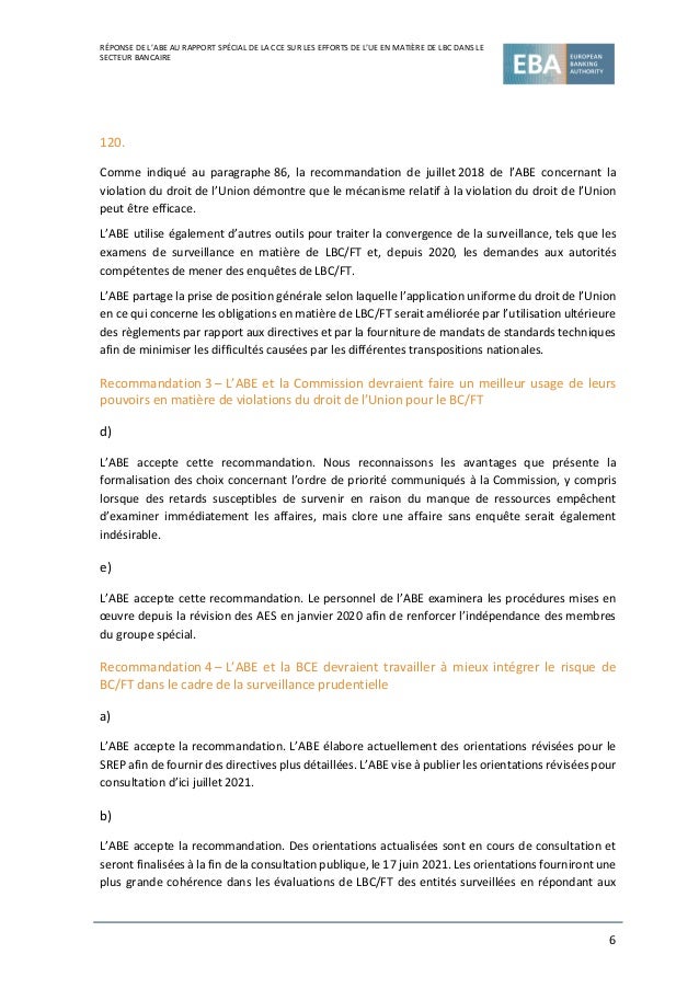 L’UE et la lutte contre le blanchiment de capitaux dans le secteur bancaire: des efforts fragmentés et une mise en œuvre i...