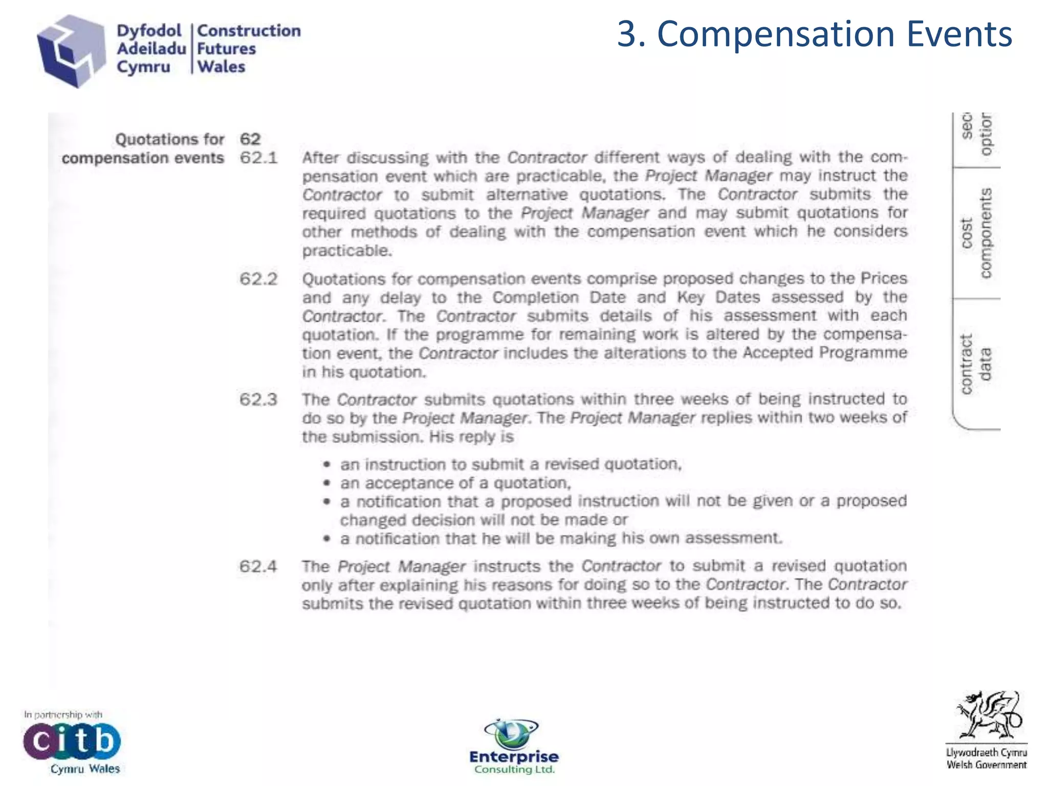 3. Compensation Events
 