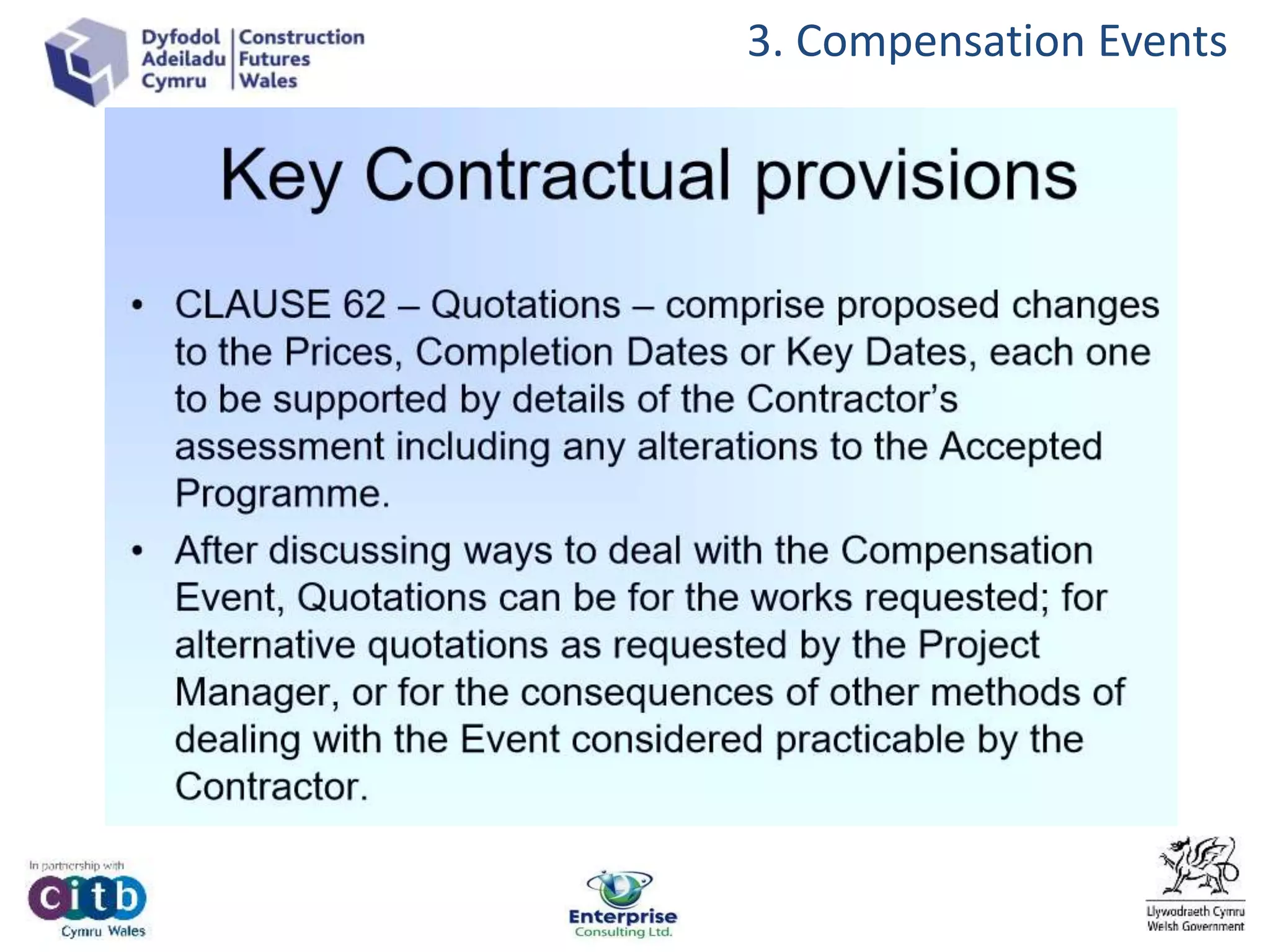 3. Compensation Events
 