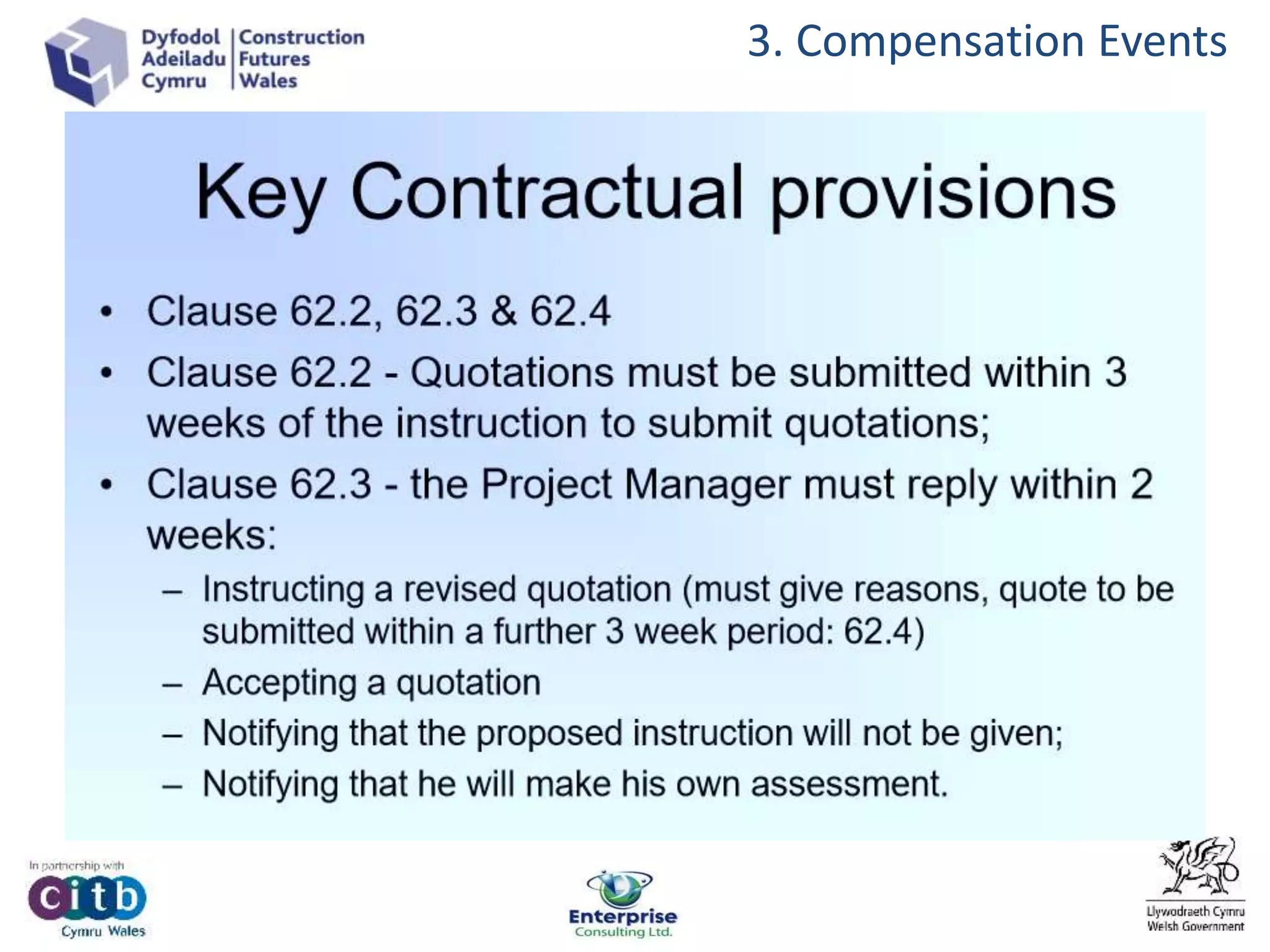 3. Compensation Events
 