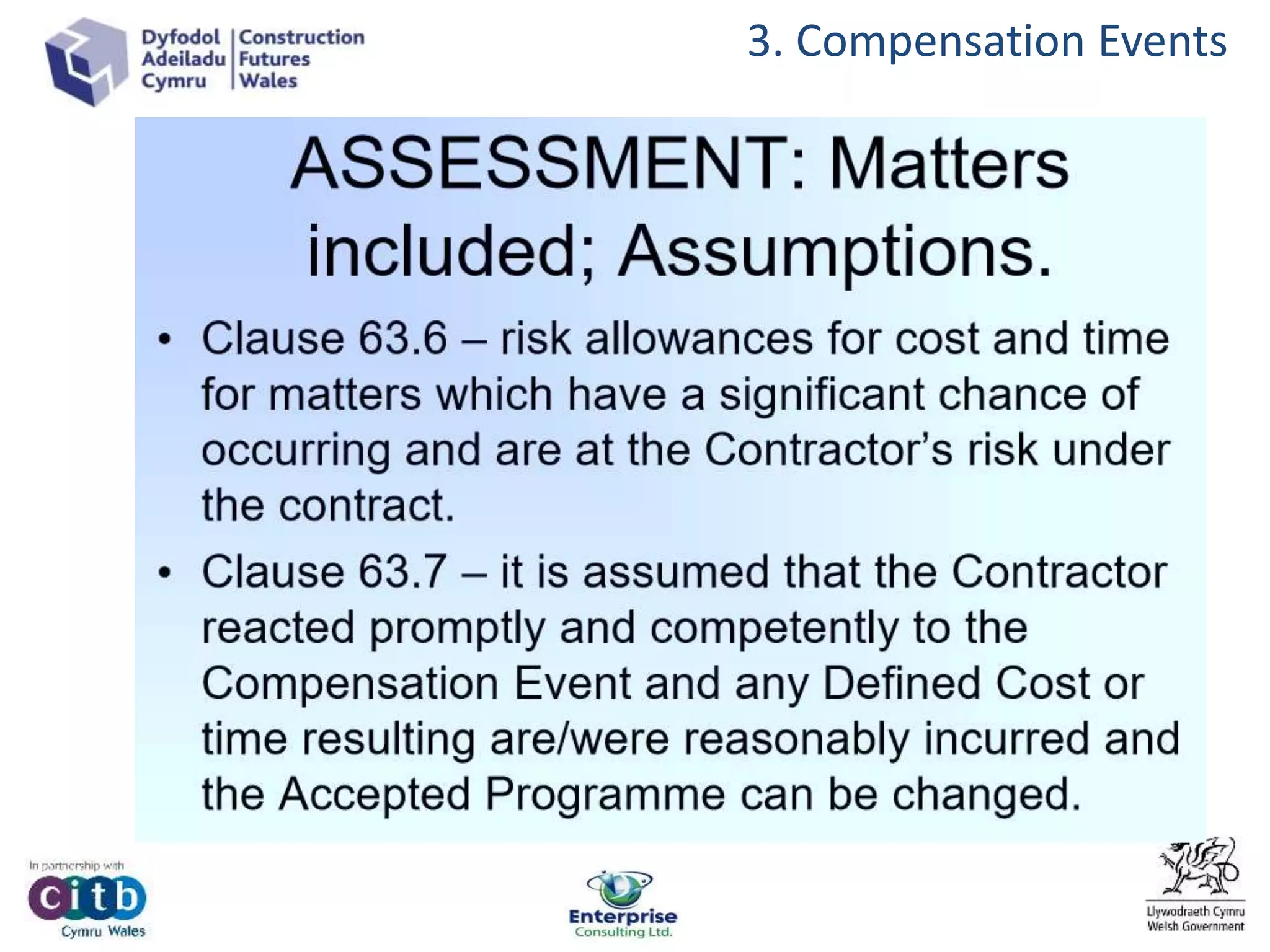 3. Compensation Events
 
