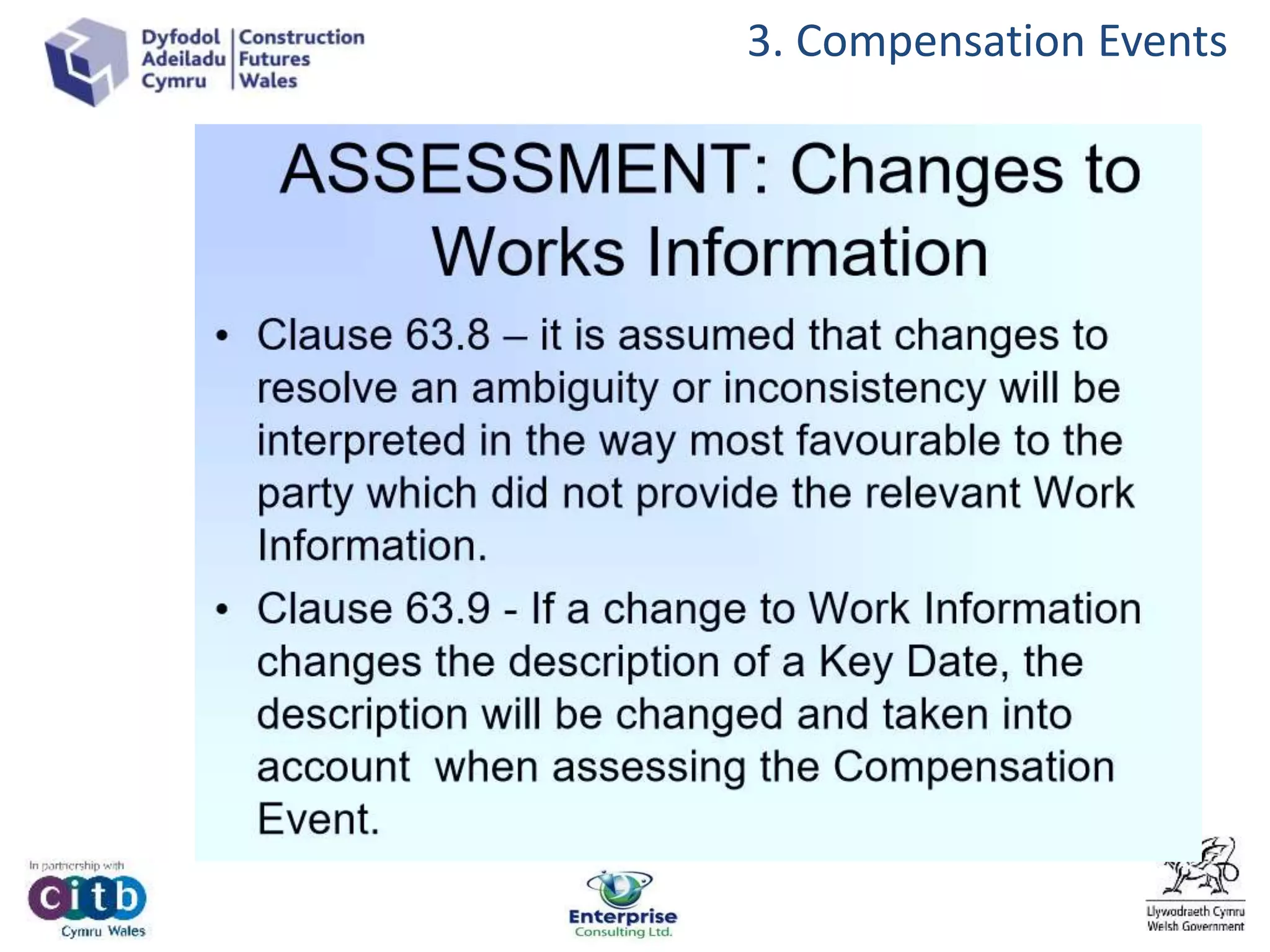 3. Compensation Events
 