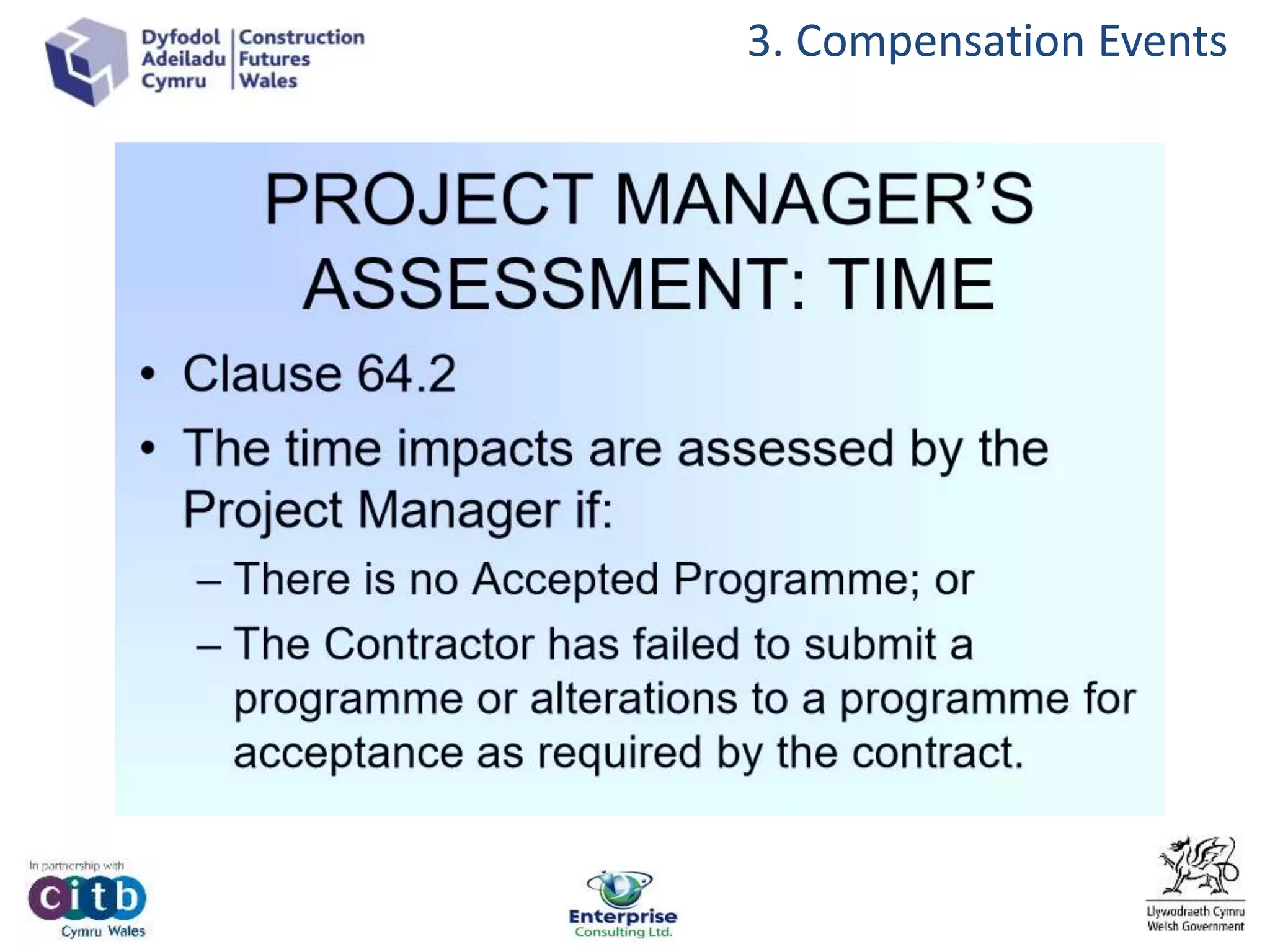 3. Compensation Events
 