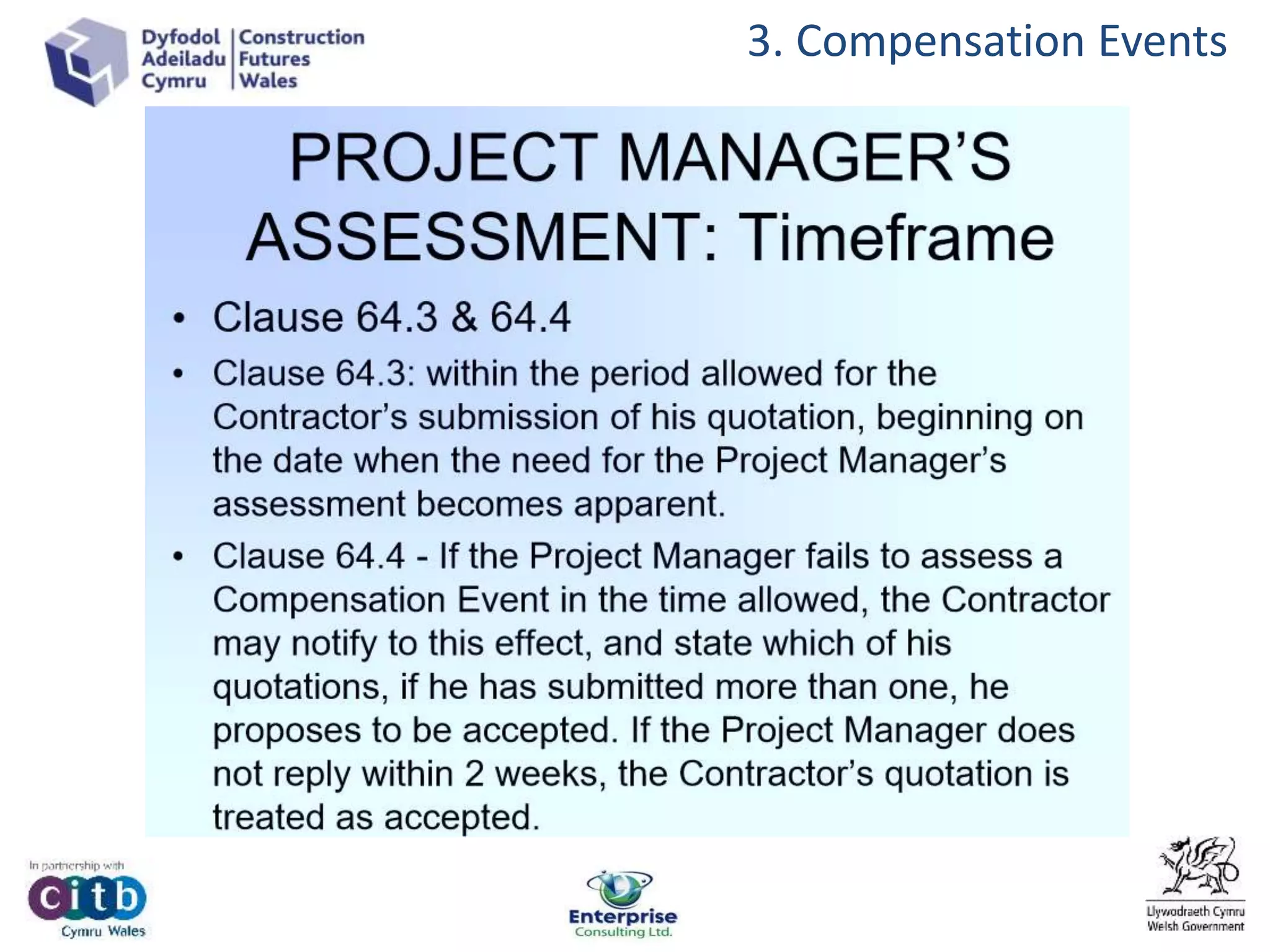 3. Compensation Events
 