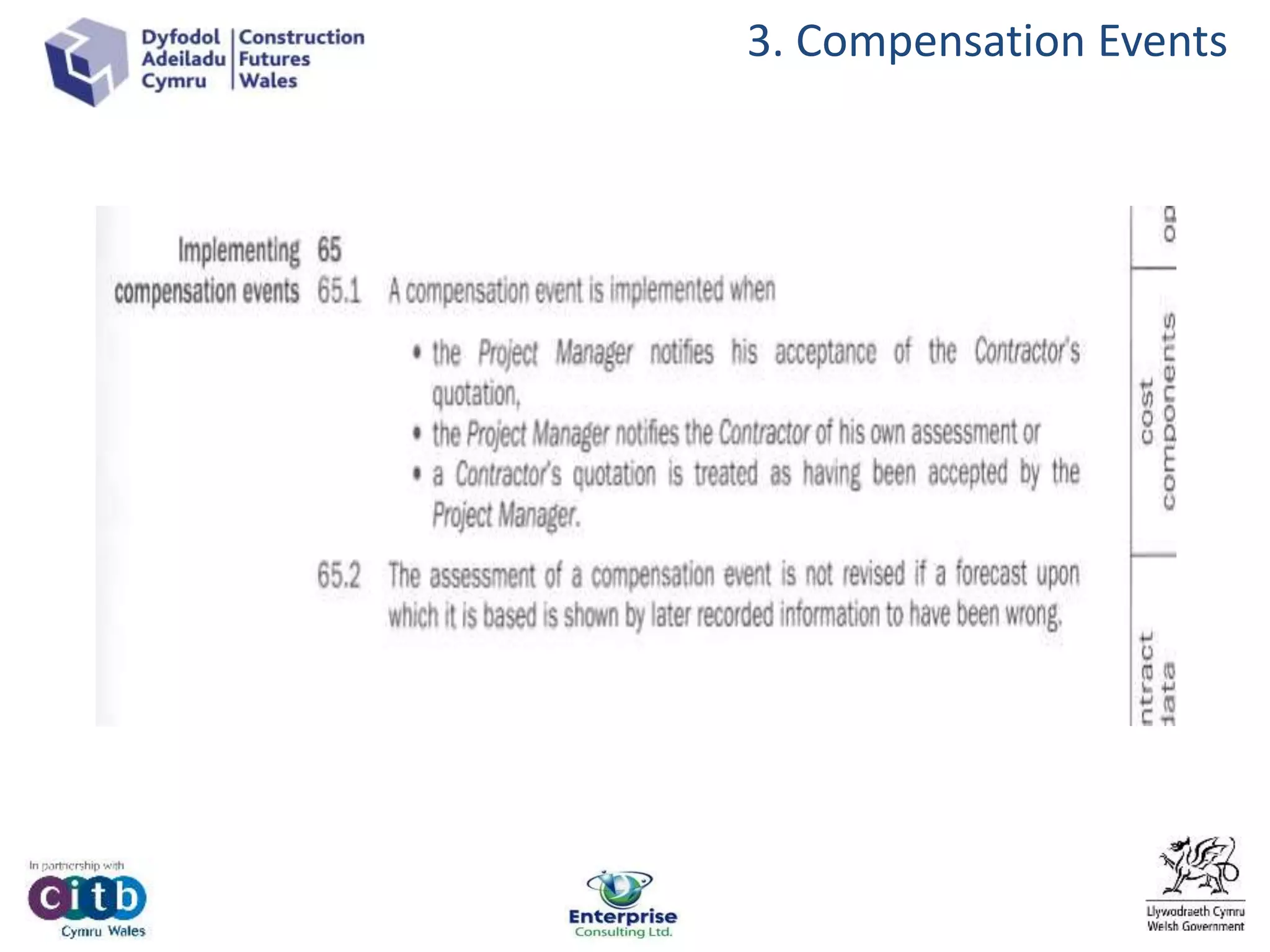 3. Compensation Events
 