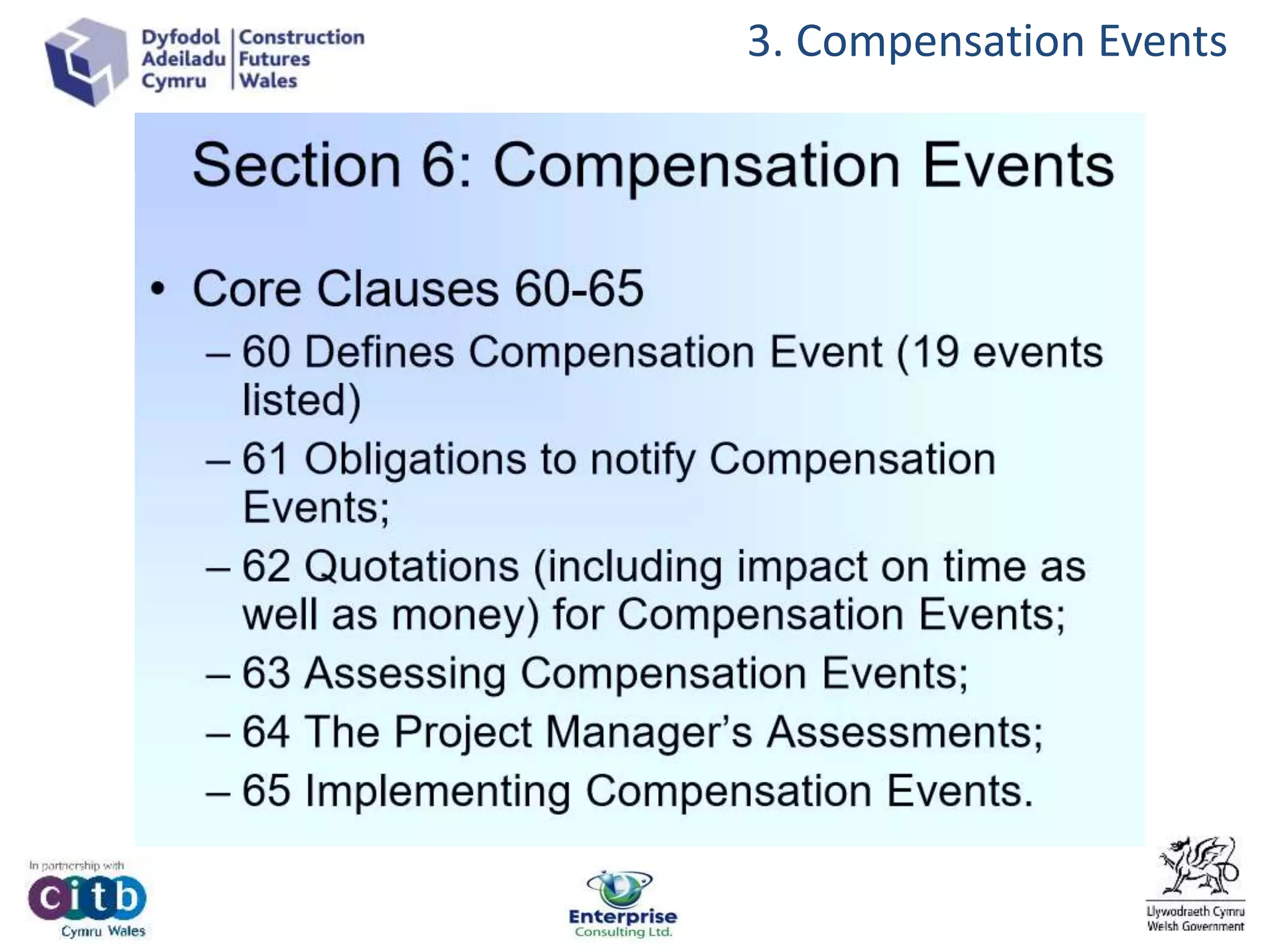 3. Compensation Events
 