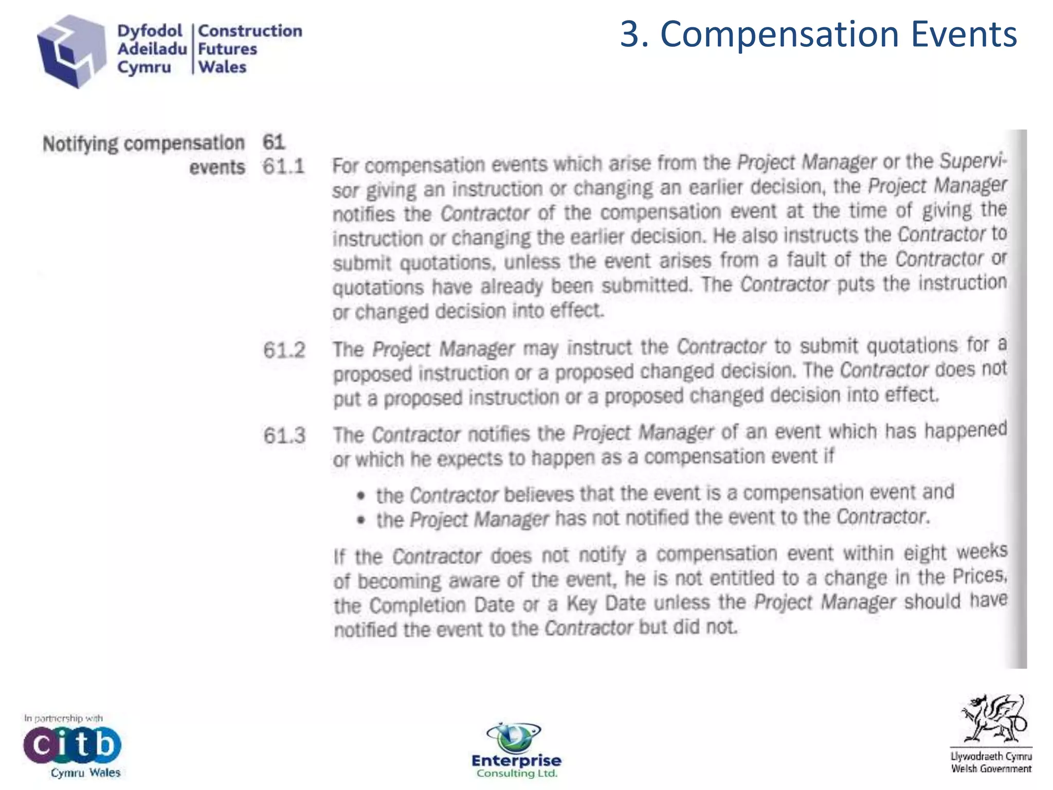 3. Compensation Events
 