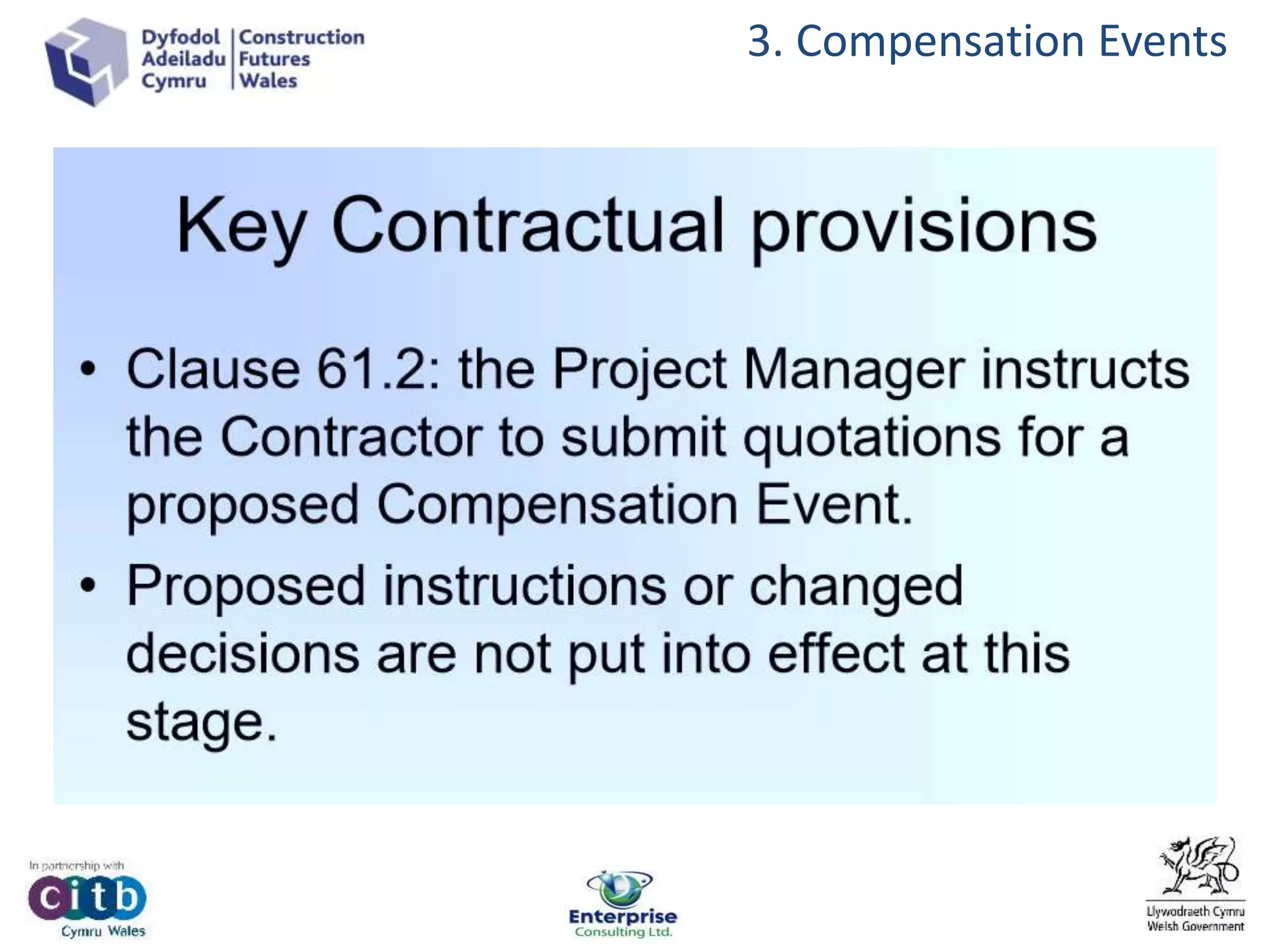 3. Compensation Events
 