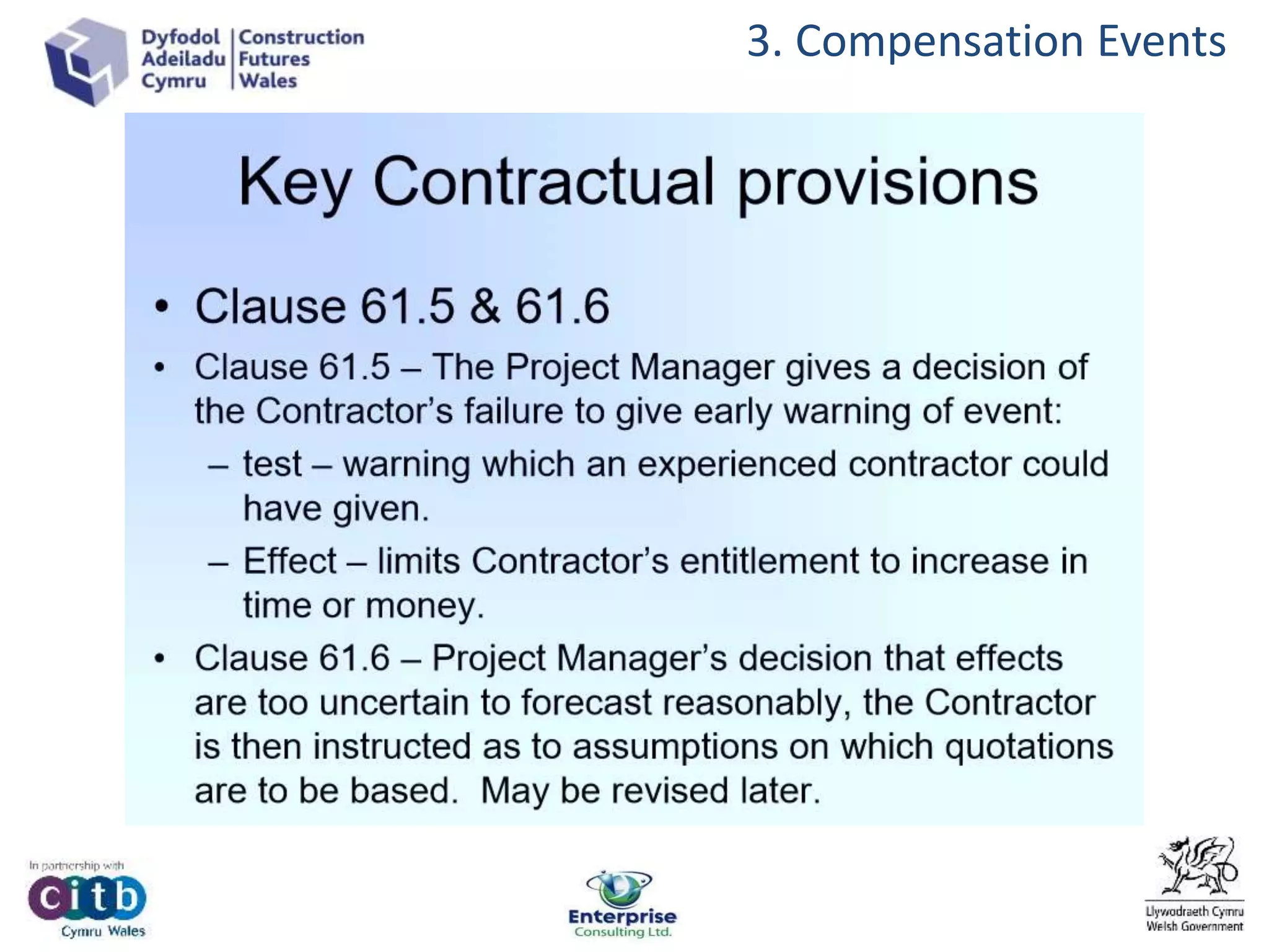 3. Compensation Events
 