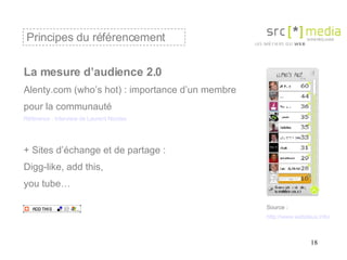 La mesure d’audience 2.0 Alenty.com (who’s hot) : importance d’un membre  pour la communauté Référence : Interview de Laur...