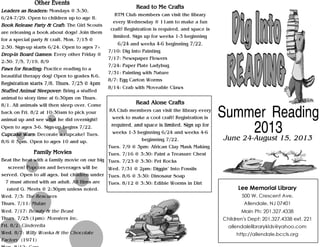 Summer Reading Club Brochure 2013