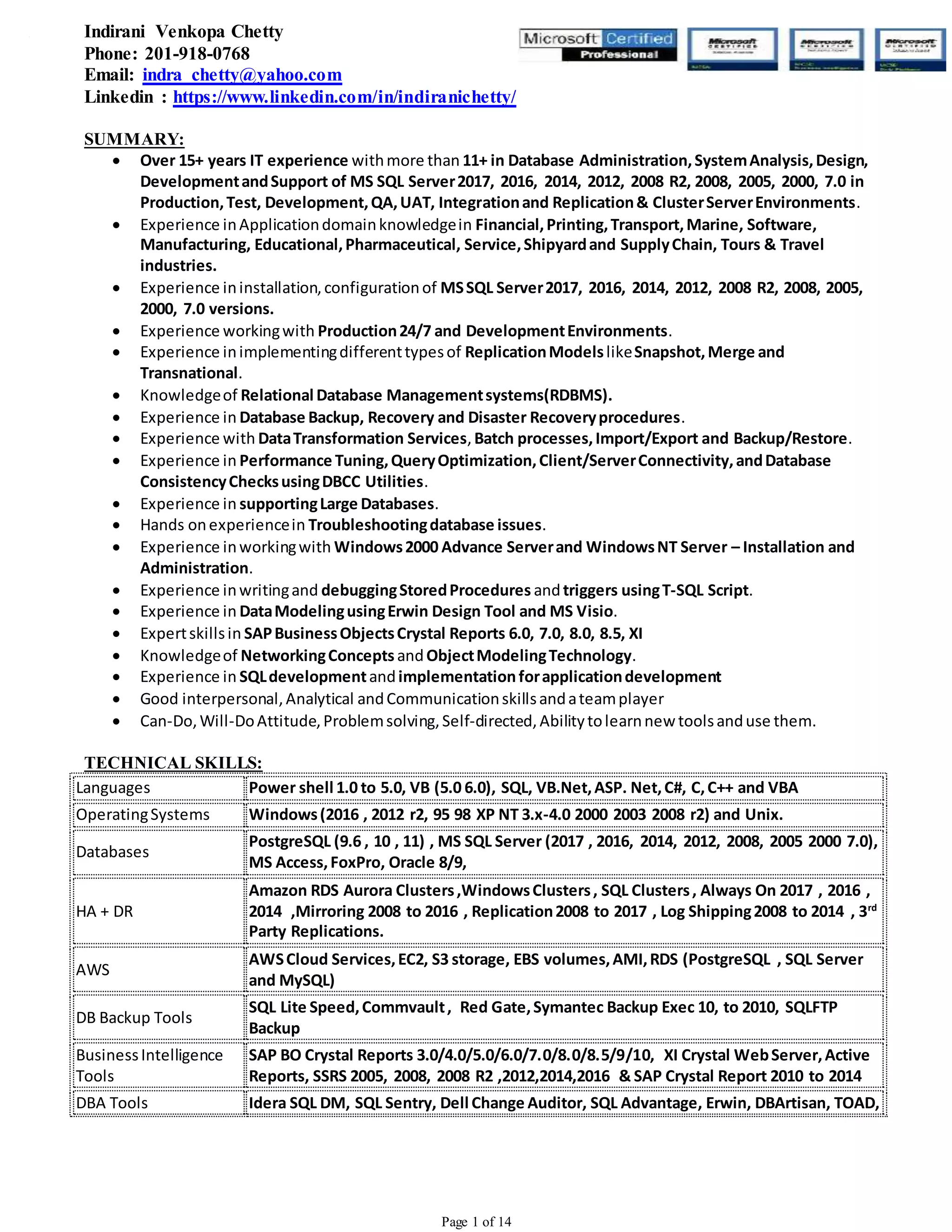Sr Database Administrator PostgreSQL and SQL Server - Engineering | PDF