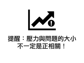提醒：壓力與問題的大小
不一定是正相關！
 