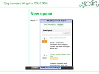 Requirements Widget in ROLE SDK
 