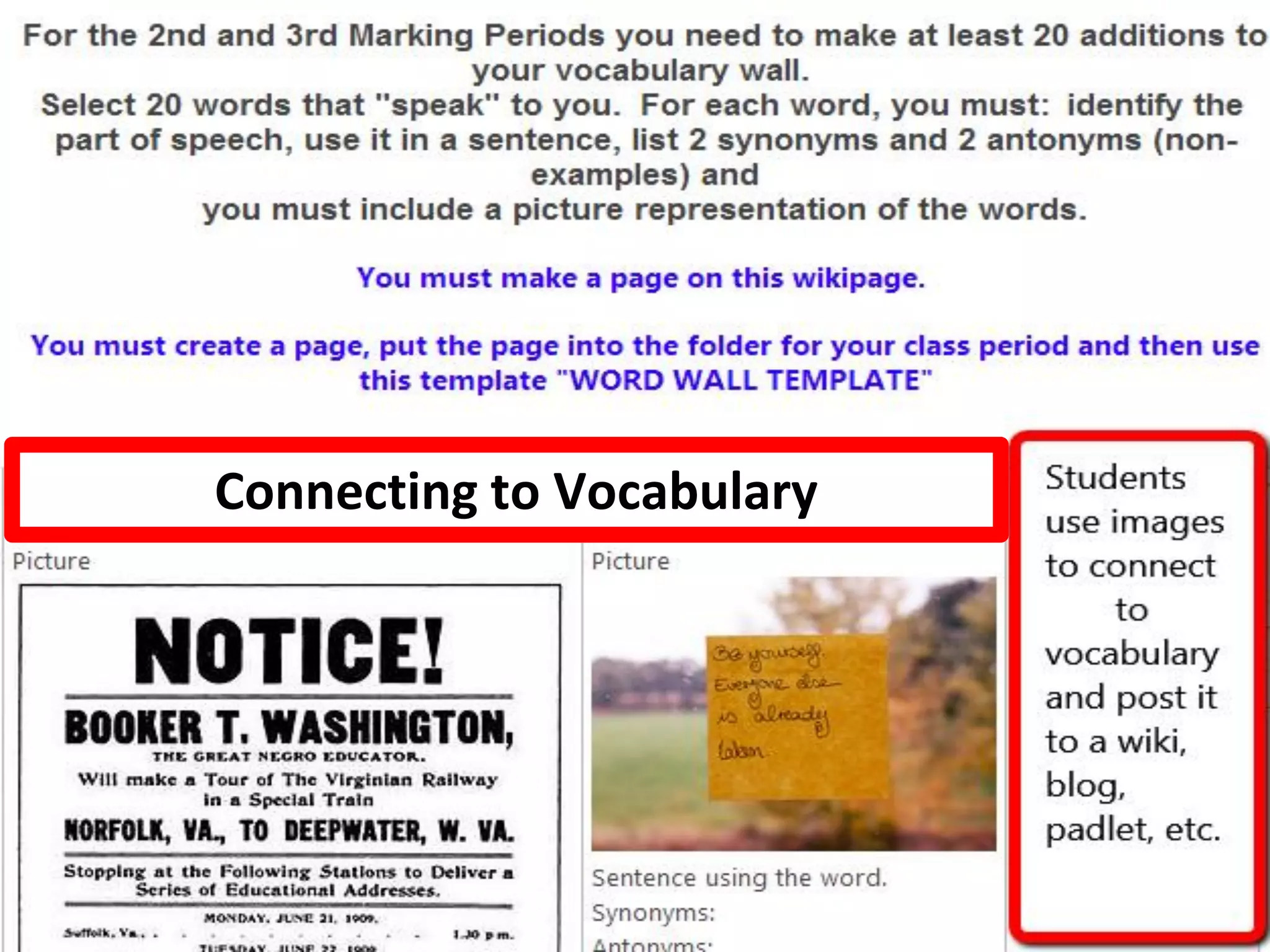 Connecting to Vocabulary  