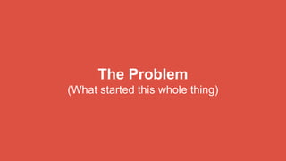 The Problem
(What started this whole thing)
 