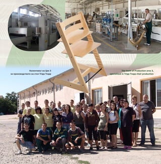 40
Колективът на Цех 3
за производството на стол Tripp Trapp
The team of Production area 3,
specialized in Tripp Trapp chair production
40
 