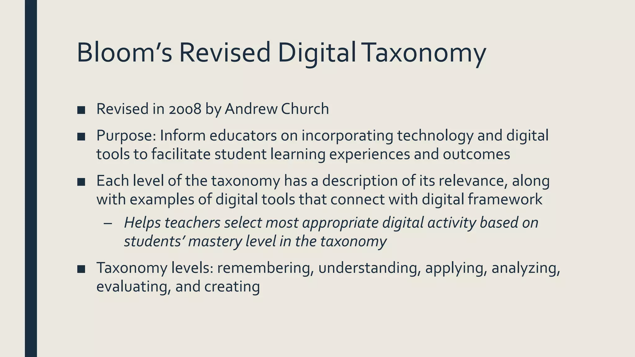 SR EDU 310 Bloom’s Revised Digital Taxonomy and SAMR | PPTX