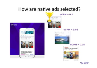 How	to	es$mate	pt?	
•  If	t	is	ﬁxed	a-priori	it	is,	basically,	a	classiﬁca$on	
problem:	
–  Logis$c	Regression	
–  Random	Forest	
–  …	
•  What	if	we	want	to	use	diﬀerent	thresholds	
depending	on	factors	such	as,	users,	ad	category,	
etc.?	
–  Diﬀerent	ad-hoc	models	
–  Survival	Analysis!	
 
