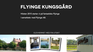 Flyinge Kungsgård
Hösten 2015 startar vi på fantastiska Flyinge
i samarbete med Flyinge AB.
Elevhemmet med fin utsikt
 