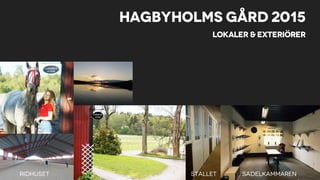 Hagbyholms Gård 2015
Lokaler & exteriörer
Ridhuset Stallet Sadelkammaren
 