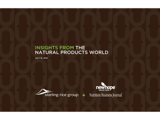 SRG AND NUTRITION BUSINESS JOURNAL | INSIGHTS FROM THE NATURAL PRODUCTS WORLD | JULY 2012   1
 