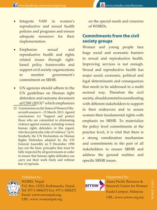 Sexual and Reproductive Health and Rights of Women in Nepal (SRHR) | PDF