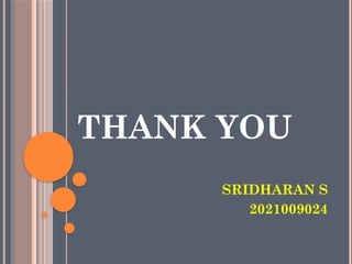 THANK YOU
SRIDHARAN S
2021009024
 