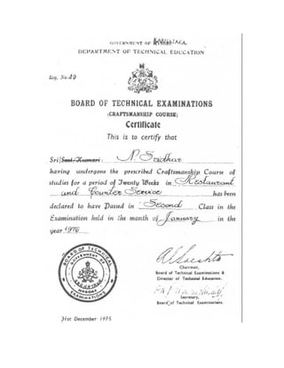 Sridhar Service Certificates