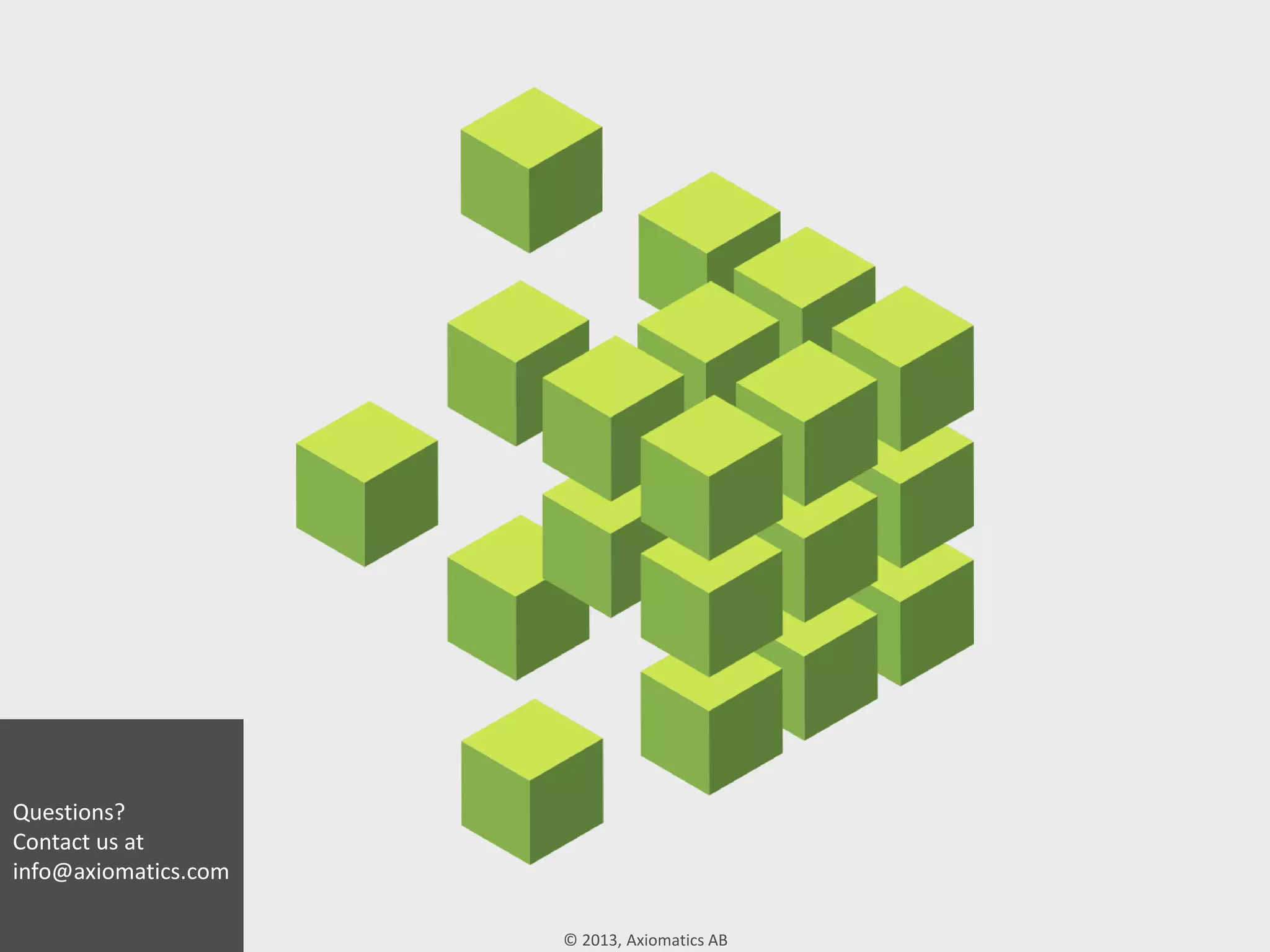 © 2013, Axiomatics AB
Questions?
Contact us at
info@axiomatics.com
 