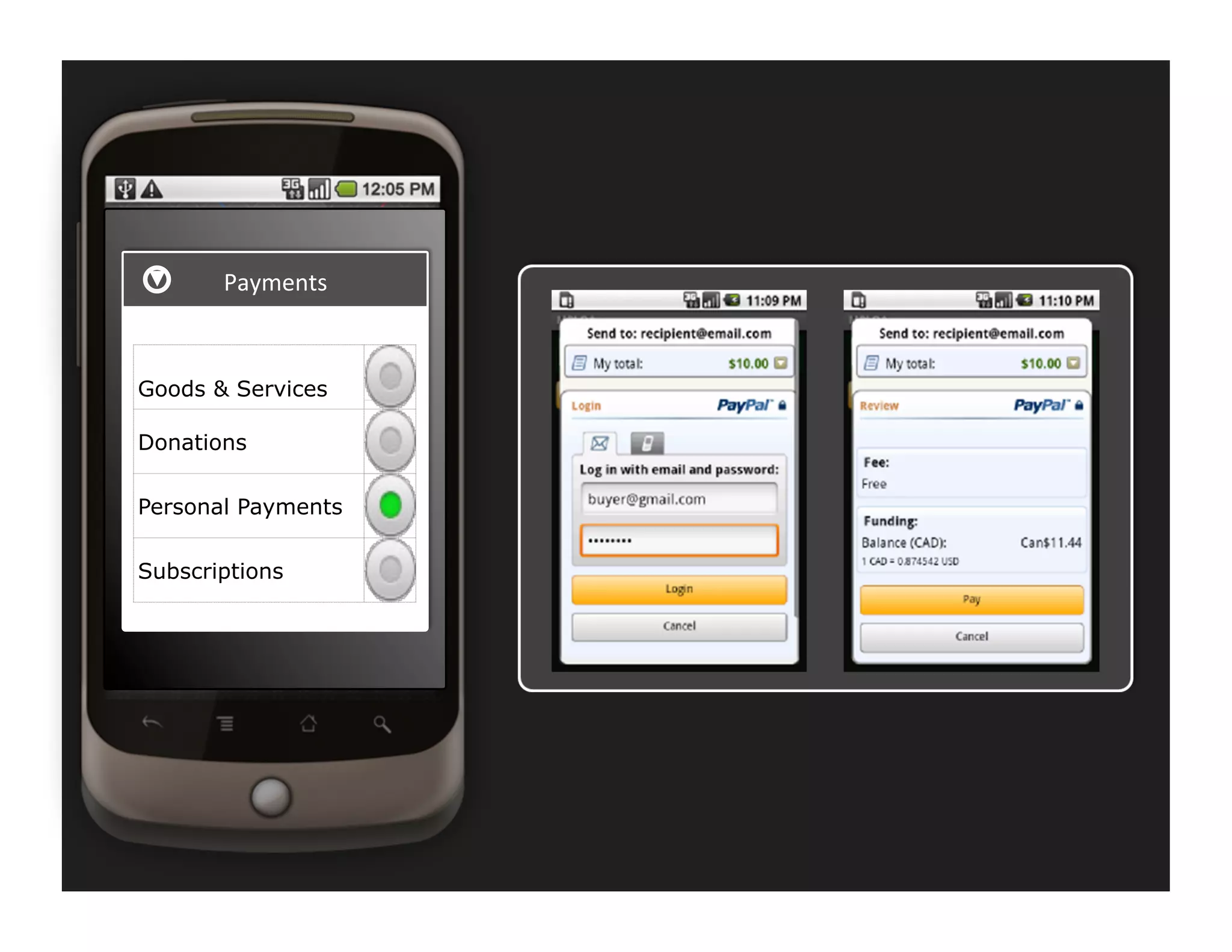 Payments	
  



Goods & Services

Donations

Personal Payments

Subscriptions
 