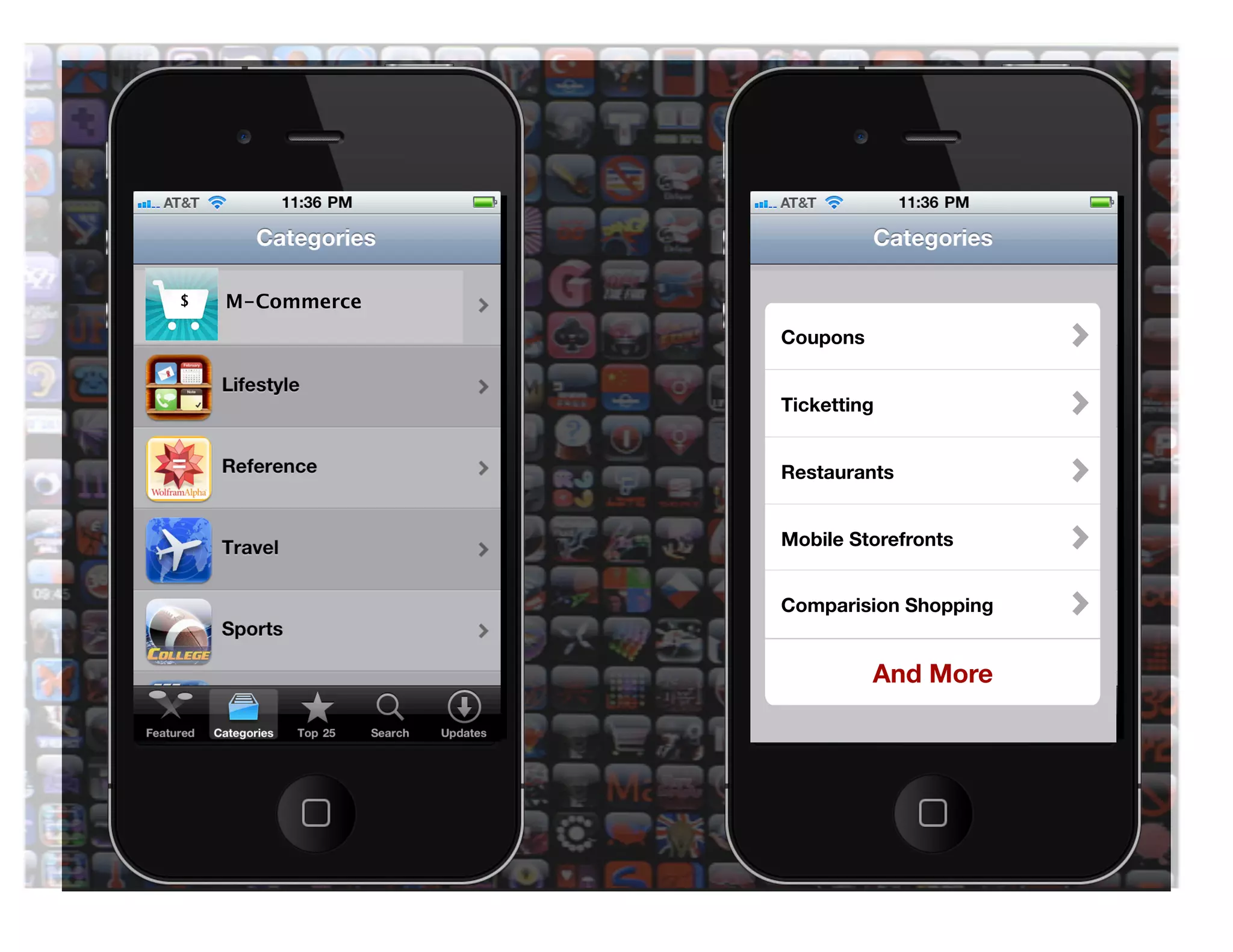 $
   M-Commerce 
                    Coupons


                    Ticketting


                    Restaurants


                    Mobile Storefronts


                    Comparision Shopping


                               And More
 