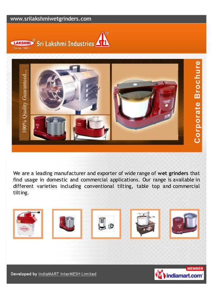 Sri Lakshmi Industries, Coimbatore, Wet Grinders