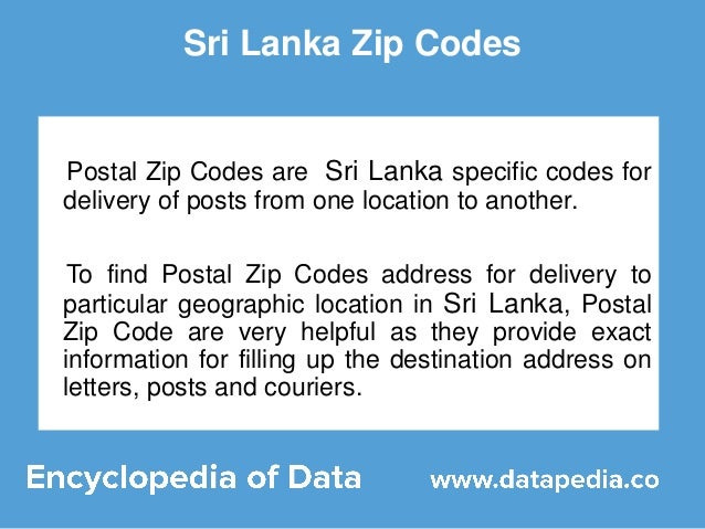 About Sri Lanka Postal Codes Lookup