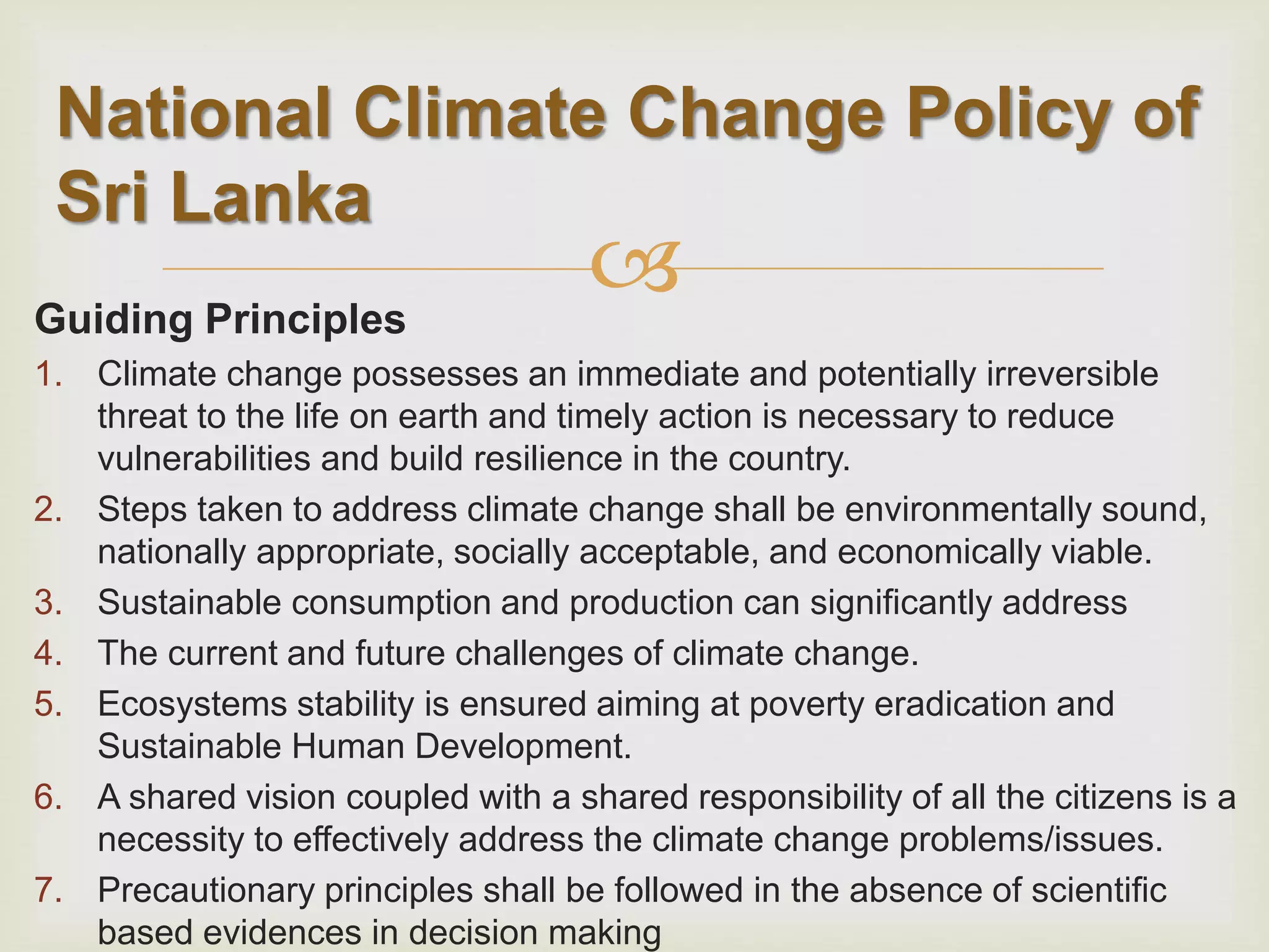 Climate Change related Initiatives in Sri Lanka | PPTX